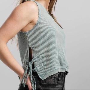 Free People One Sleeveless Interlaken Tank, Blue Green, Size Small